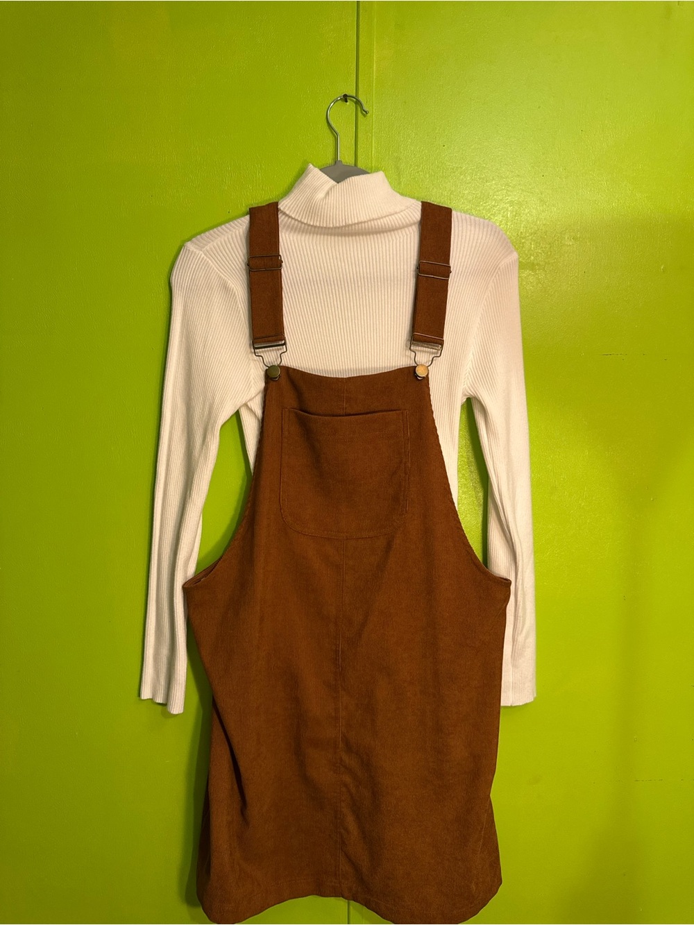 Women's Brown Corduroy Pinafore Dress Overalls